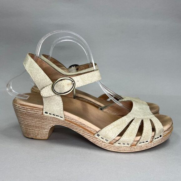 Dansko Women's Size 10.5 Tan Leahter Platform Sandals - Picture 1 of 13